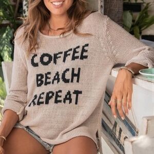 Wooden Ships Coffee Beach Repeat Pullover Sweater Size M/L